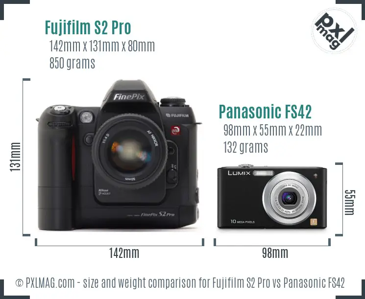 Fujifilm S2 Pro vs Panasonic FS42 size comparison