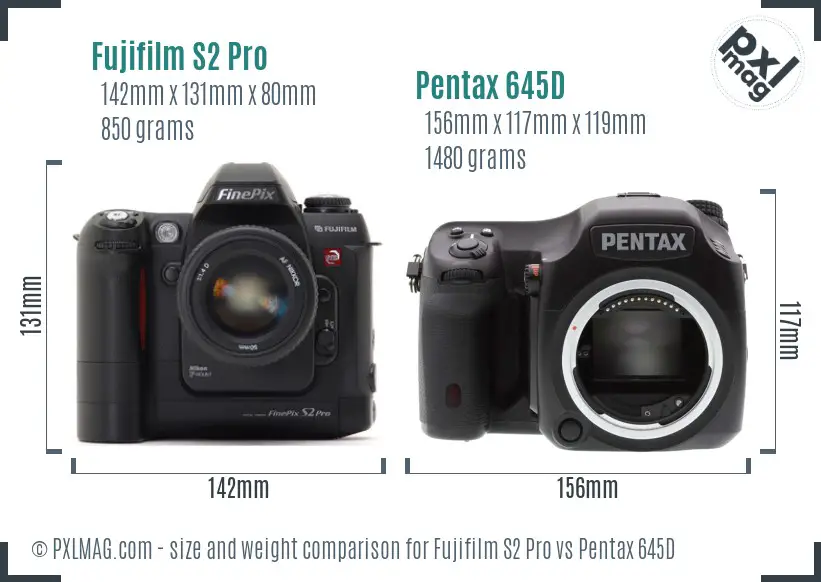 Fujifilm S2 Pro vs Pentax 645D size comparison
