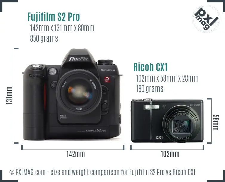 Fujifilm S2 Pro vs Ricoh CX1 size comparison