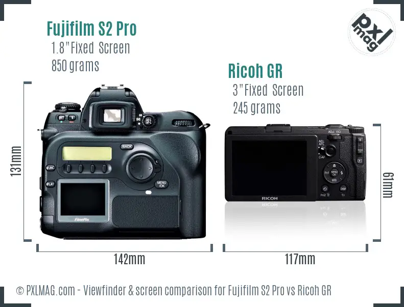 Fujifilm S2 Pro vs Ricoh GR Screen and Viewfinder comparison Fujifilm S2 Pro vs Ricoh GR Screen and Viewfinder comparison
