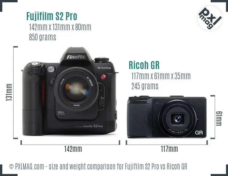 Fujifilm S2 Pro vs Ricoh GR size comparison Fujifilm S2 Pro vs Ricoh GR size comparison