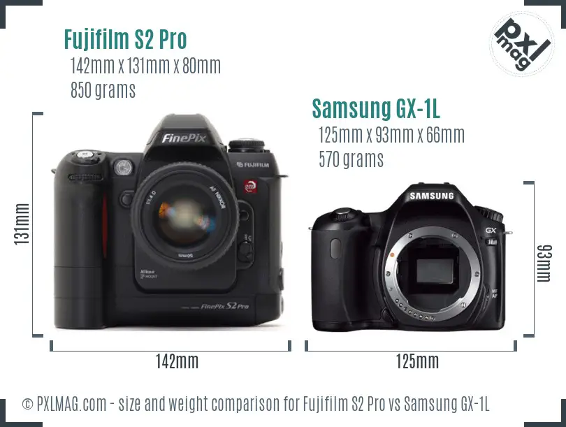 Fujifilm S2 Pro vs Samsung GX-1L size comparison