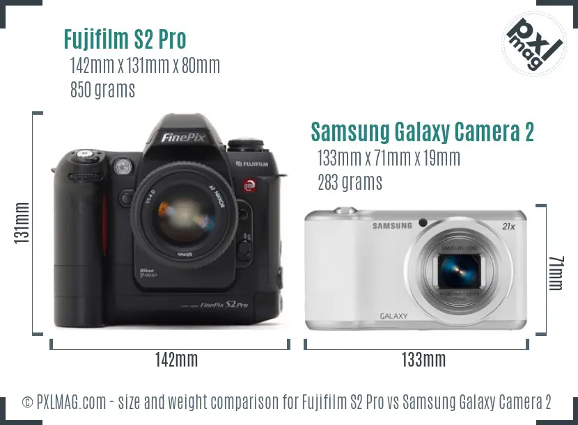Fujifilm S2 Pro vs Samsung Galaxy Camera 2 size comparison Fujifilm S2 Pro vs Samsung Galaxy Camera 2 size comparison