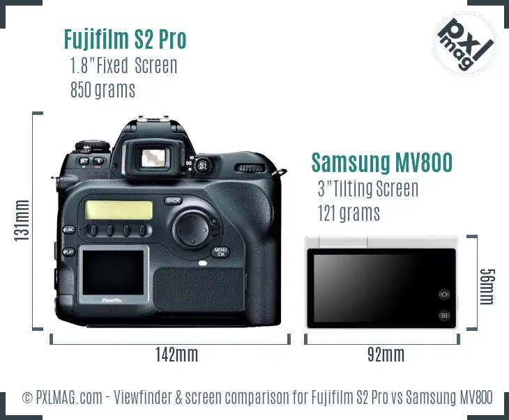 Fujifilm S2 Pro vs Samsung MV800 Screen and Viewfinder comparison Fujifilm S2 Pro vs Samsung MV800 Screen and Viewfinder comparison