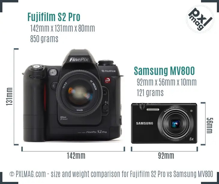 Fujifilm S2 Pro vs Samsung MV800 size comparison Fujifilm S2 Pro vs Samsung MV800 size comparison