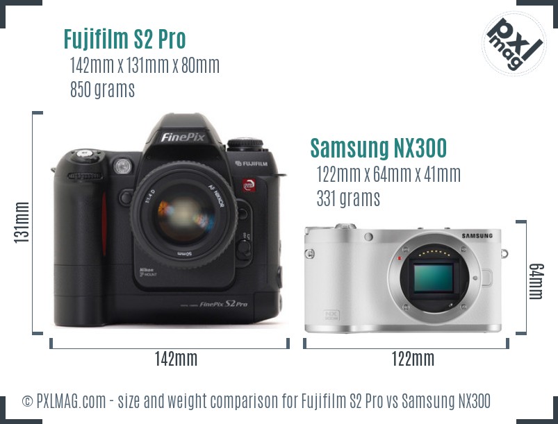 Fujifilm S2 Pro vs Samsung NX300 size comparison Fujifilm S2 Pro vs Samsung NX300 size comparison