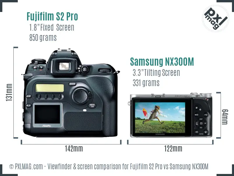 Fujifilm S2 Pro vs Samsung NX300M Screen and Viewfinder comparison