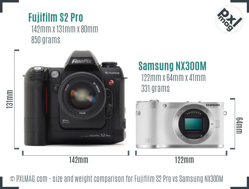 Fujifilm S2 Pro vs Samsung NX300M size comparison
