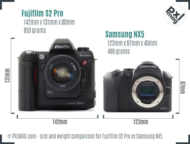 Fujifilm S2 Pro vs Samsung NX5 size comparison Fujifilm S2 Pro vs Samsung NX5 size comparison