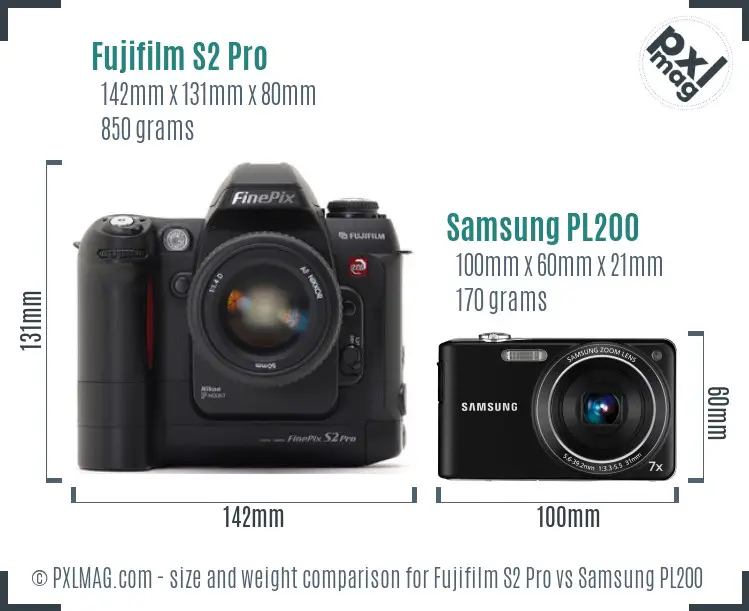 Fujifilm S2 Pro vs Samsung PL200 size comparison Fujifilm S2 Pro vs Samsung PL200 size comparison