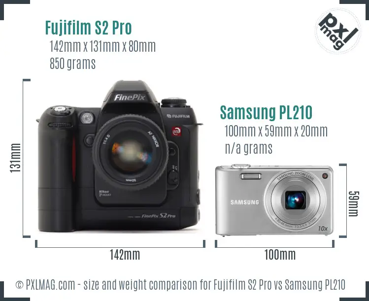 Fujifilm S2 Pro vs Samsung PL210 size comparison Fujifilm S2 Pro vs Samsung PL210 size comparison