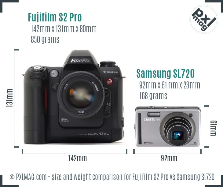 Fujifilm S2 Pro vs Samsung SL720 size comparison Fujifilm S2 Pro vs Samsung SL720 size comparison