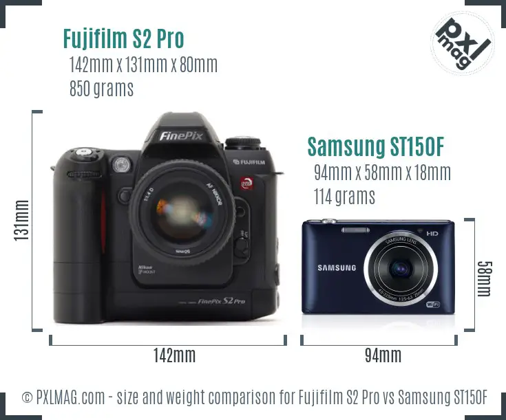 Fujifilm S2 Pro vs Samsung ST150F size comparison