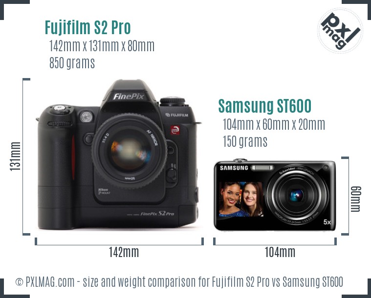 Fujifilm S2 Pro vs Samsung ST600 size comparison Fujifilm S2 Pro vs Samsung ST600 size comparison
