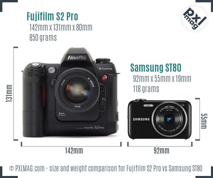 Fujifilm S2 Pro vs Samsung ST80 size comparison