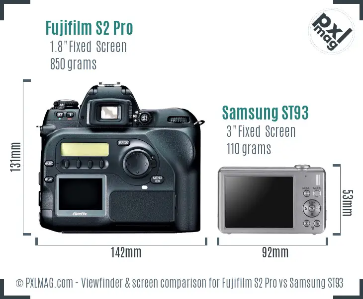 Fujifilm S2 Pro vs Samsung ST93 Screen and Viewfinder comparison Fujifilm S2 Pro vs Samsung ST93 Screen and Viewfinder comparison