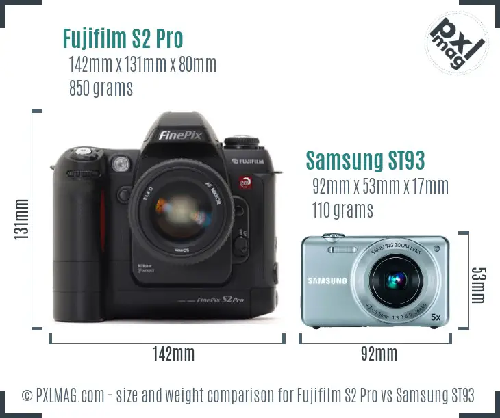 Fujifilm S2 Pro vs Samsung ST93 size comparison Fujifilm S2 Pro vs Samsung ST93 size comparison
