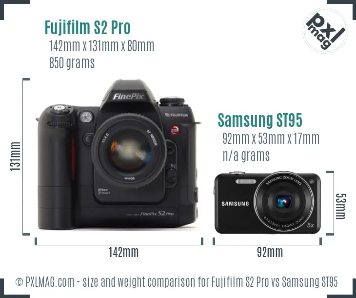 Fujifilm S2 Pro vs Samsung ST95 size comparison