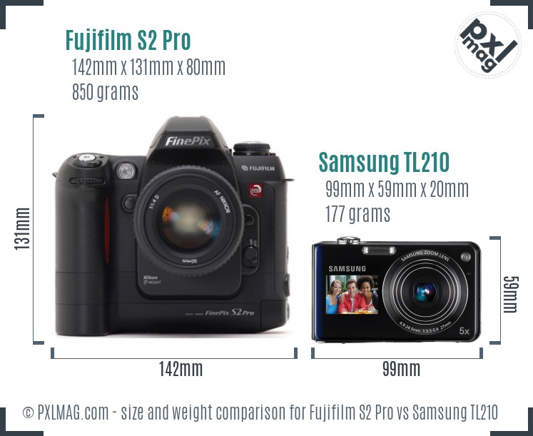 Fujifilm S2 Pro vs Samsung TL210 size comparison Fujifilm S2 Pro vs Samsung TL210 size comparison