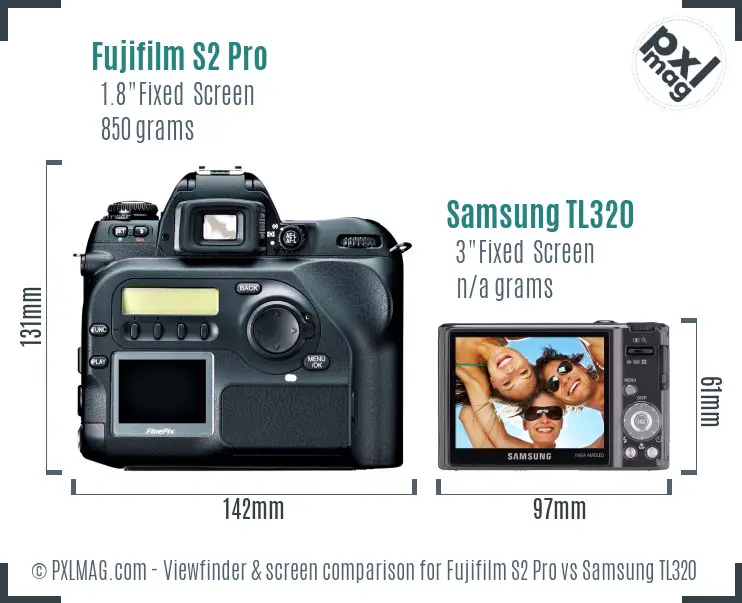 Fujifilm S2 Pro vs Samsung TL320 Screen and Viewfinder comparison Fujifilm S2 Pro vs Samsung TL320 Screen and Viewfinder comparison