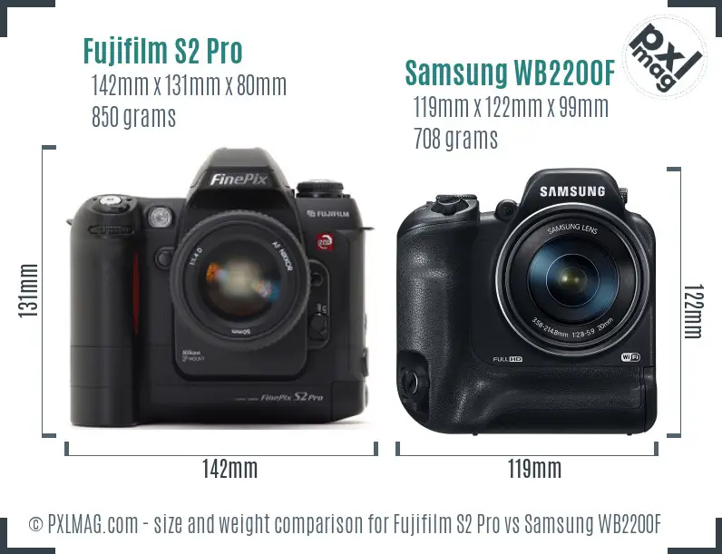 Fujifilm S2 Pro vs Samsung WB2200F size comparison Fujifilm S2 Pro vs Samsung WB2200F size comparison