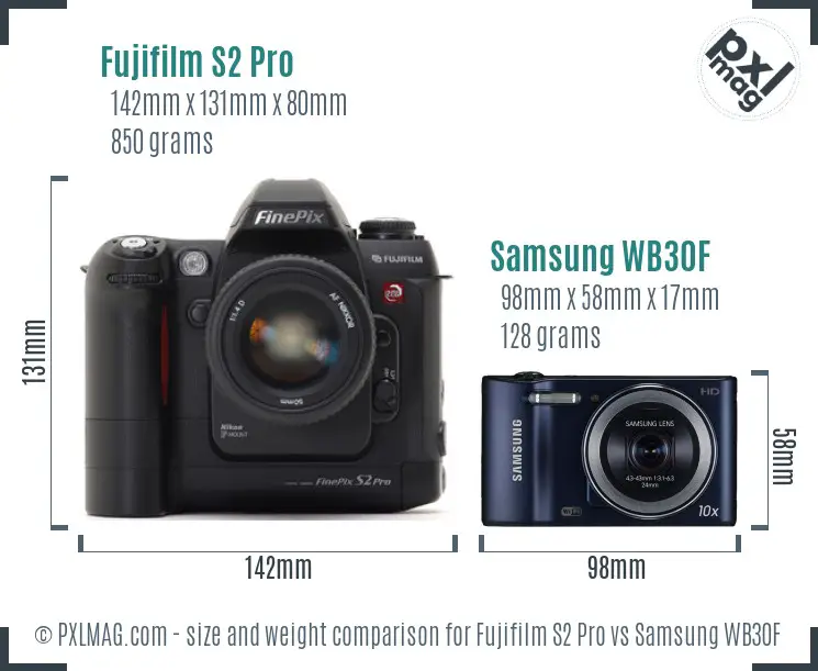 Fujifilm S2 Pro vs Samsung WB30F size comparison Fujifilm S2 Pro vs Samsung WB30F size comparison