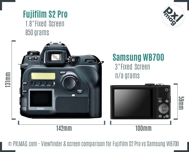 Fujifilm S2 Pro vs Samsung WB700 Screen and Viewfinder comparison