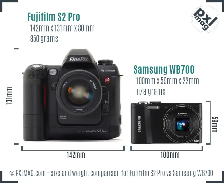 Fujifilm S2 Pro vs Samsung WB700 size comparison Fujifilm S2 Pro vs Samsung WB700 size comparison