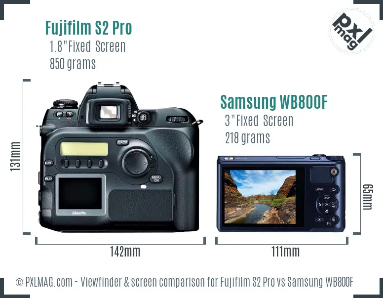 Fujifilm S2 Pro vs Samsung WB800F Screen and Viewfinder comparison Fujifilm S2 Pro vs Samsung WB800F Screen and Viewfinder comparison