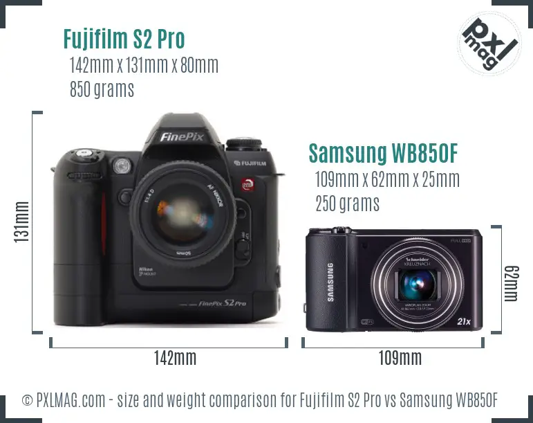 Fujifilm S2 Pro vs Samsung WB850F size comparison Fujifilm S2 Pro vs Samsung WB850F size comparison