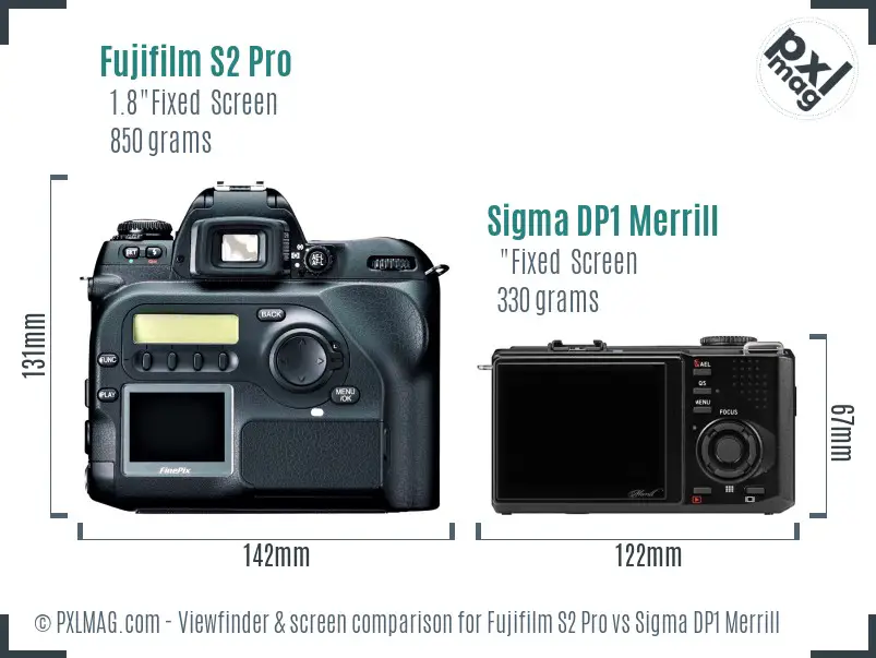 Fujifilm S2 Pro vs Sigma DP1 Merrill Screen and Viewfinder comparison