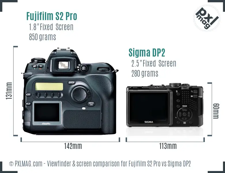 Fujifilm S2 Pro vs Sigma DP2 Screen and Viewfinder comparison Fujifilm S2 Pro vs Sigma DP2 Screen and Viewfinder comparison