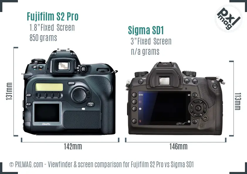 Fujifilm S2 Pro vs Sigma SD1 Screen and Viewfinder comparison Fujifilm S2 Pro vs Sigma SD1 Screen and Viewfinder comparison