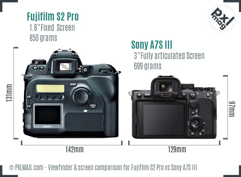 Fujifilm S2 Pro vs Sony A7S III Screen and Viewfinder comparison Fujifilm S2 Pro vs Sony A7S III Screen and Viewfinder comparison