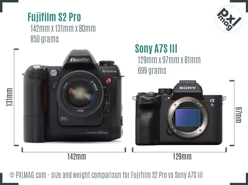 Fujifilm S2 Pro vs Sony A7S III size comparison Fujifilm S2 Pro vs Sony A7S III size comparison