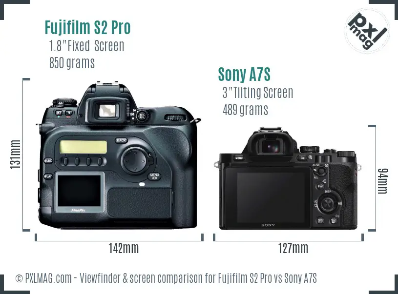 Fujifilm S2 Pro vs Sony A7S Screen and Viewfinder comparison Fujifilm S2 Pro vs Sony A7S Screen and Viewfinder comparison