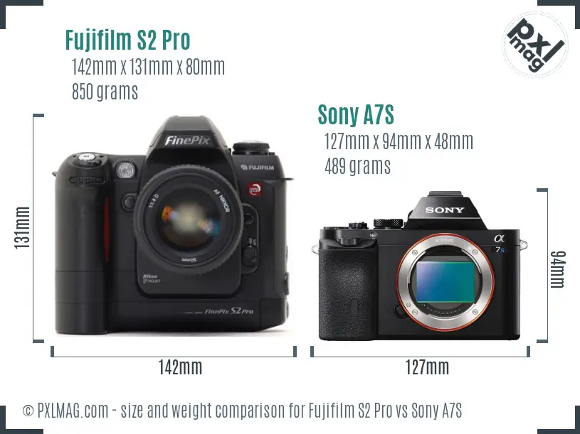 Fujifilm S2 Pro vs Sony A7S size comparison Fujifilm S2 Pro vs Sony A7S size comparison