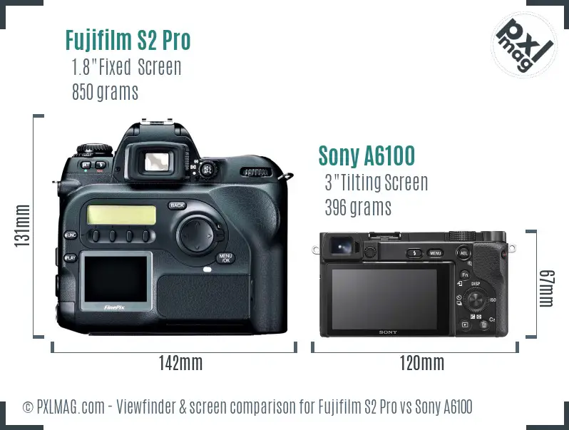 Fujifilm S2 Pro vs Sony A6100 Screen and Viewfinder comparison Fujifilm S2 Pro vs Sony A6100 Screen and Viewfinder comparison