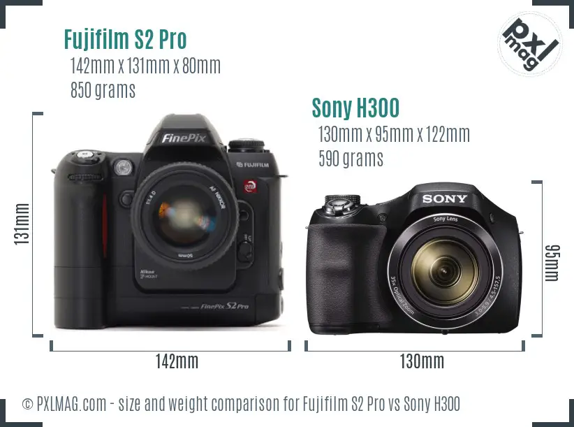 Fujifilm S2 Pro vs Sony H300 size comparison