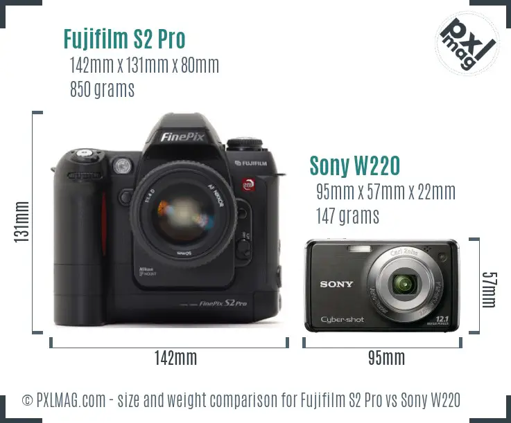 Fujifilm S2 Pro vs Sony W220 size comparison Fujifilm S2 Pro vs Sony W220 size comparison