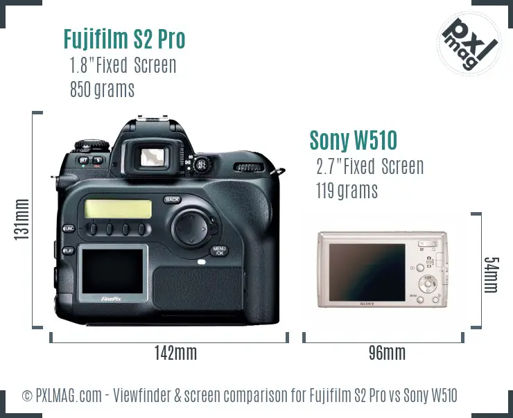 Fujifilm S2 Pro vs Sony W510 Screen and Viewfinder comparison
