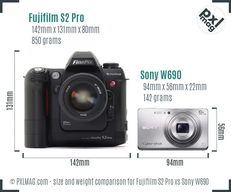 Fujifilm S2 Pro vs Sony W690 size comparison