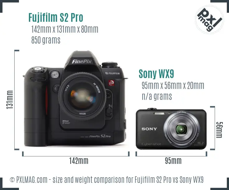 Fujifilm S2 Pro vs Sony WX9 size comparison Fujifilm S2 Pro vs Sony WX9 size comparison