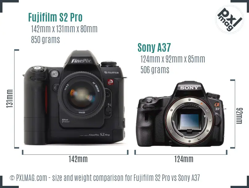 Fujifilm S2 Pro vs Sony A37 size comparison Fujifilm S2 Pro vs Sony A37 size comparison