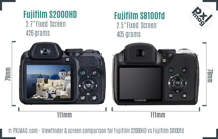 Fujifilm S2000HD vs Fujifilm S8100fd Screen and Viewfinder comparison
