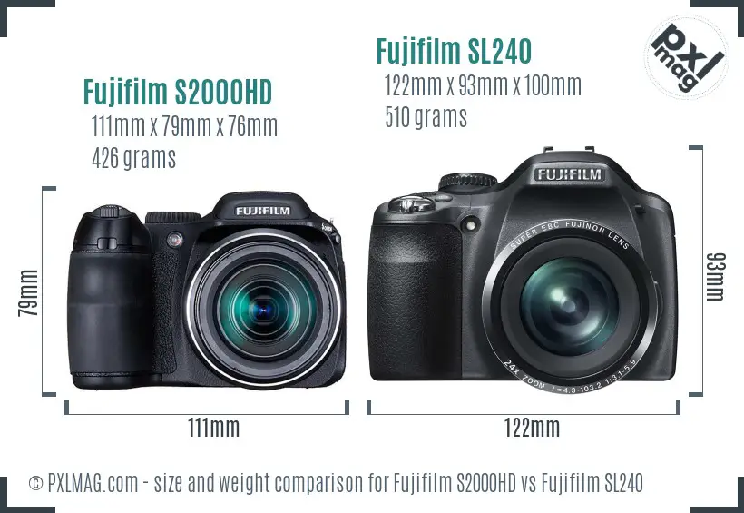 Fujifilm S2000HD vs Fujifilm SL240 size comparison