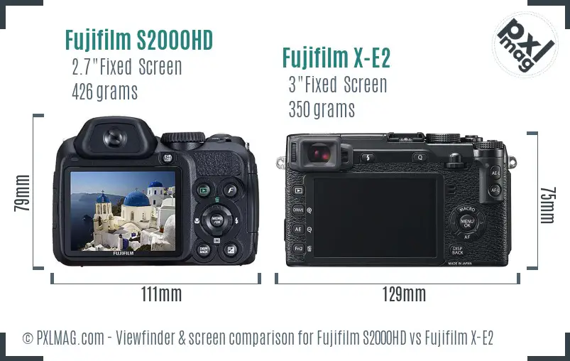 Fujifilm S2000HD vs Fujifilm X-E2 Screen and Viewfinder comparison