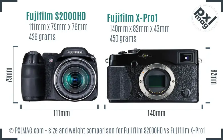 Fujifilm S2000HD vs Fujifilm X-Pro1 size comparison