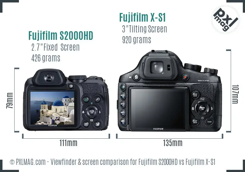 Fujifilm S2000HD vs Fujifilm X-S1 Screen and Viewfinder comparison Fujifilm S2000HD vs Fujifilm X-S1 Screen and Viewfinder comparison