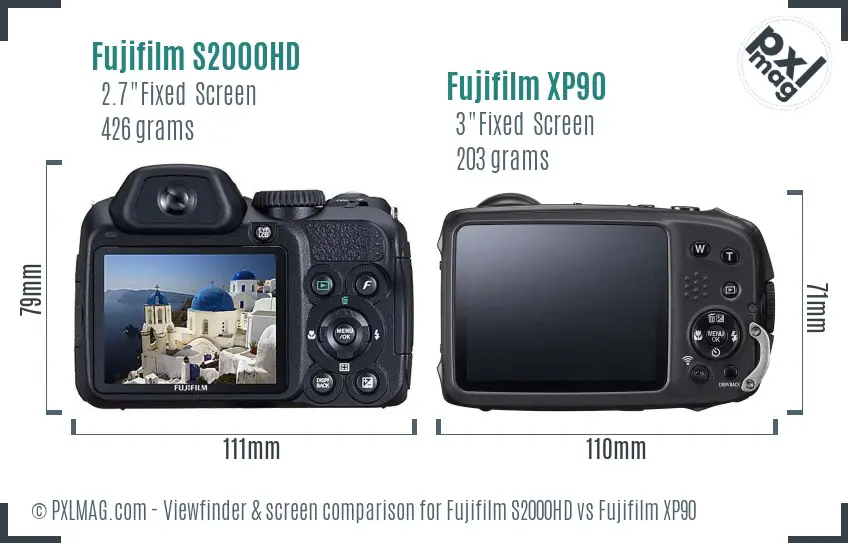 Fujifilm S2000HD vs Fujifilm XP90 Screen and Viewfinder comparison